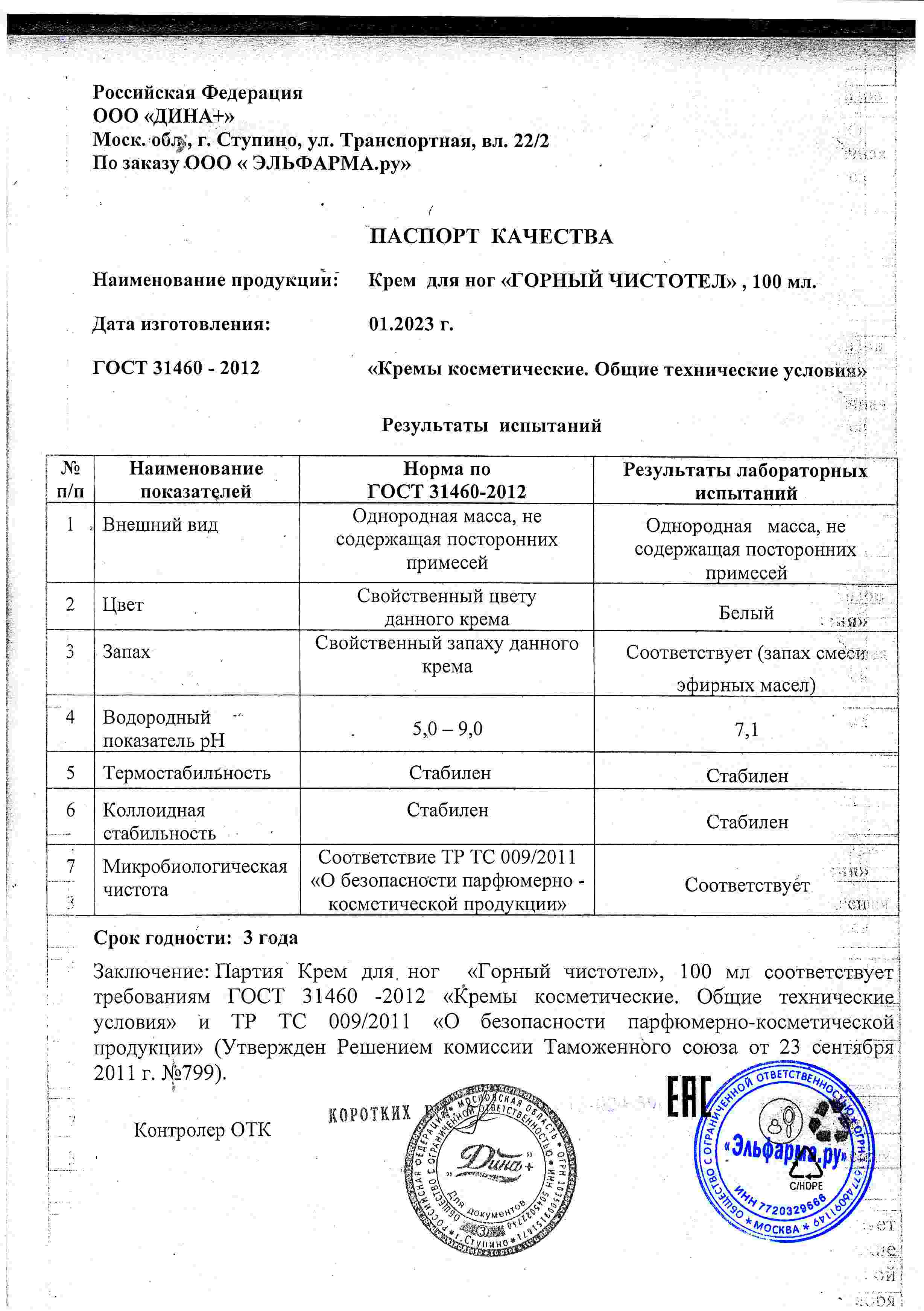 Паспорт №012023